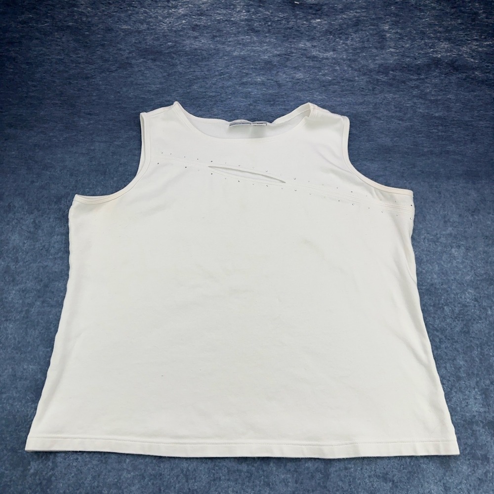 Fashion Bug White Rhinestone Cutout Sleeveless Tank Top Plus Size 18/20W